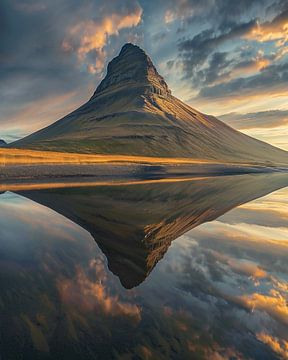 IJsland: weerspiegelend bergmeer van fernlichtsicht
