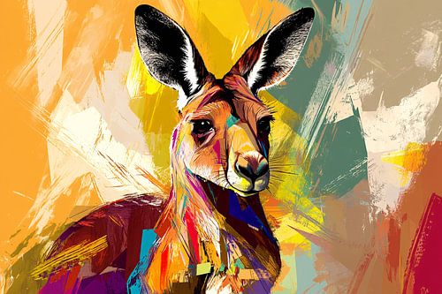 Abstract kleurrijk kangoeroe portret