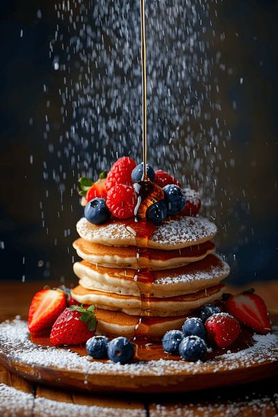 Pancakes mit Beeren und Sirup von Poster Art Shop
