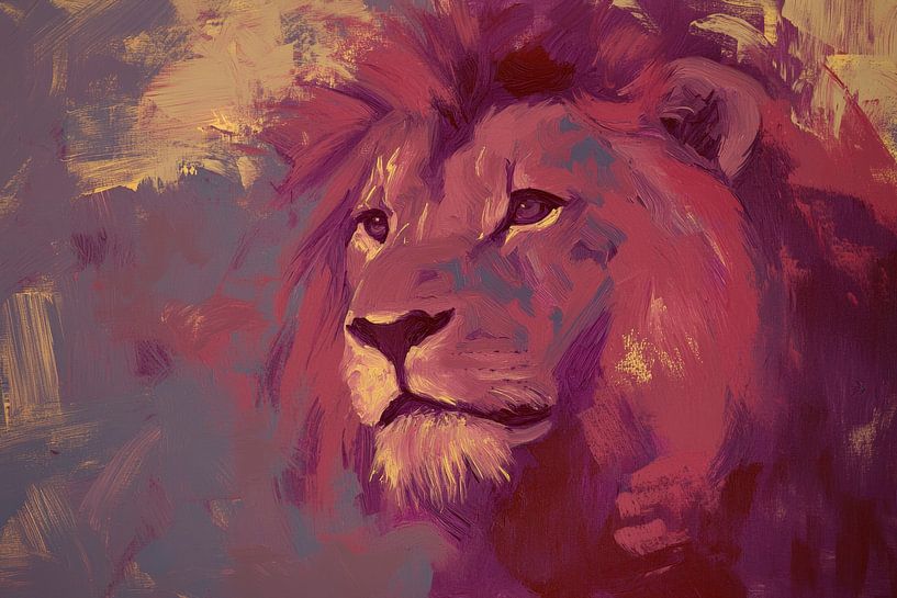 Majestic lion in soft colours by Poster Art Shop