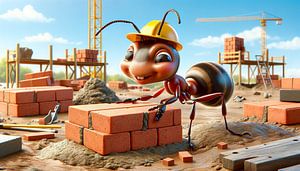 Fleißige Bauameise bei der Arbeit auf der Baustelle