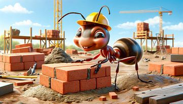 Une fourmi bâtisseuse assidue au travail sur le chantier sur artefacti