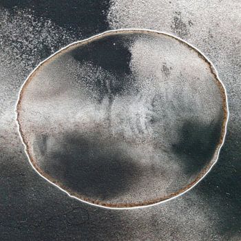 ECHO AQUA MINIRAL 044 - Abstrakter Schwarz-Weiß-Aquarelldruck mit mineralischer Struktur