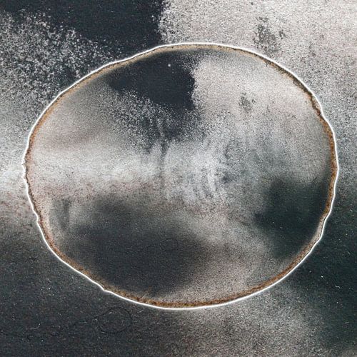 ECHO AQUA MINIRAL 967 - Impression abstraite à l'aquarelle en noir et blanc avec structure minérale