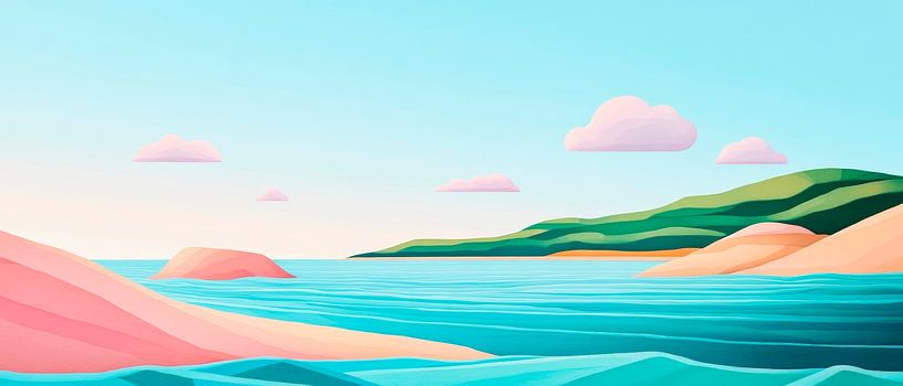 Delicate coastal landscape in pastel colours by Poster Art Shop