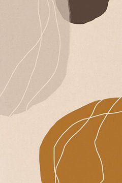 Moderne abstracte minimalistische retrovormen in okergeel, beige, bruin en wit VII van Dina Dankers