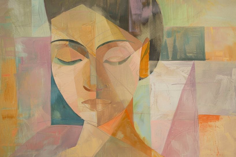 Woman in geometric shapes by Poster Art Shop