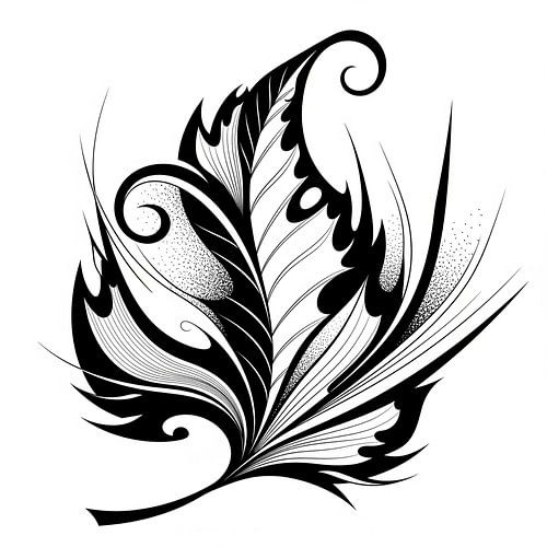 Organische elegantie: Kunstdruk met ingewikkelde zwart-witte bloemenveren