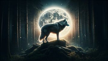 Moonlight Serenade: Wolf in het licht van de volle maan van artefacti