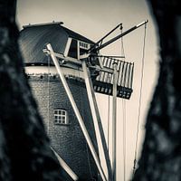 Molen Rijn en Zon te Utrecht in zwart wit