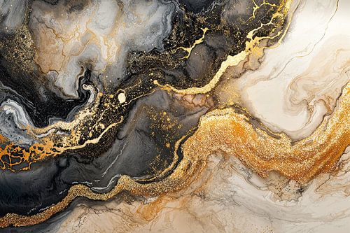 Abstract kunstwerk met gouden accenten