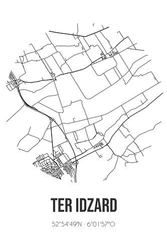 Ter Idzard (Fryslan) | Landkaart | Zwart-wit