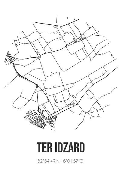 Ter Idzard (Fryslan) | Map | Black and white by Prints of Place
