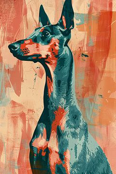 Abstract schilderij van een kleurrijke hond van Art & Soul Creations