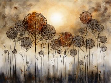 Circles Forest Abstract Painting by Preet Lambon