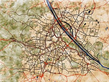 Kaart van Wenen in de stijl 'Serene Summer' van Maporia
