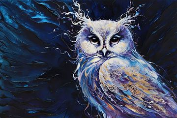 Kleurrijke abstracte uil schilderij van Art & Soul Creations