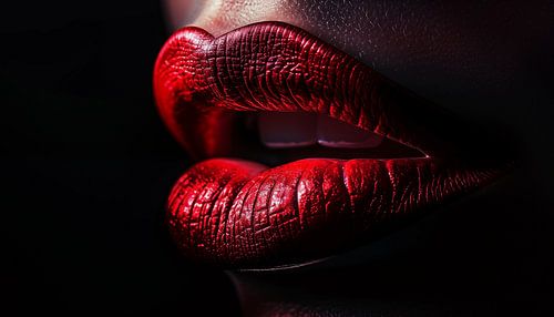 Red lips high contrast panorama
