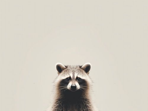 Reflection of Cunning - Raccoon in Minimalist Style