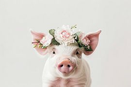 Blumenkranz Ferkel von Poster Art Shop