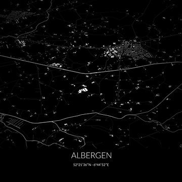 Zwart-witte landkaart van Albergen, Overijssel. van Rezona