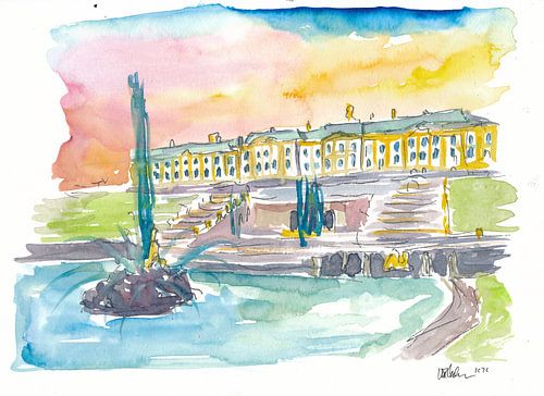 Saint-Pétersbourg Russie Palais Peterhof avec fontaine