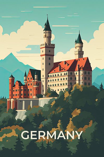Retro travel poster Germany by True Nature Art
