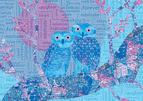 A pair of owls at sunset