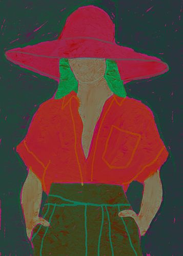 Abstraktes Porträt in Neonfarben: "Sommer"