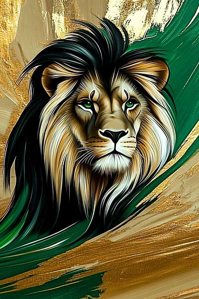 Lion majestueux avec accents dorés par Art & Soul Creations