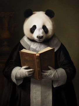 Panda reading a book by haroulita