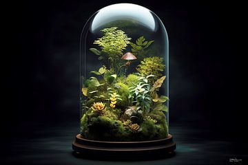 nature captured in a glass jar/sphere by Gelissen Artworks