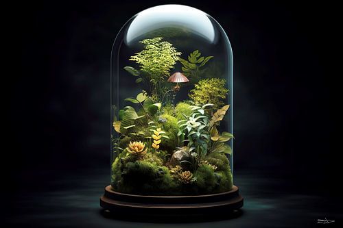 de natuur gevangen in een glazen potje/stolp