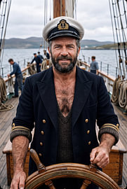 Le capitaine du navire à la barre