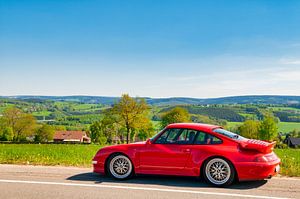 Porsche 911 Turbo dans un paysage rural sur Sjoerd van der Wal Photographie