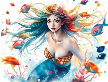 Mermaid in coloursplash