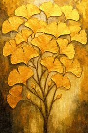 Feuilles de ginkgo dorées – style abstrait