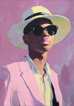 Avec un chapeau jaune sur fond violet sur Niklas Maximilian