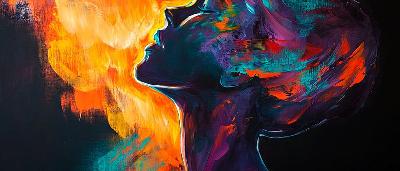 Fiery profile - colourful passion by Poster Art Shop