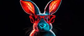 Stylischer Hase mit Sonnenbrille – Neonlook von Poster Art Shop
