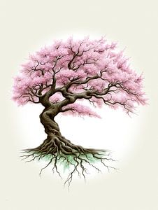 Ein Baum des Lebens mit rosa Blüte von Bianca Wisseloo