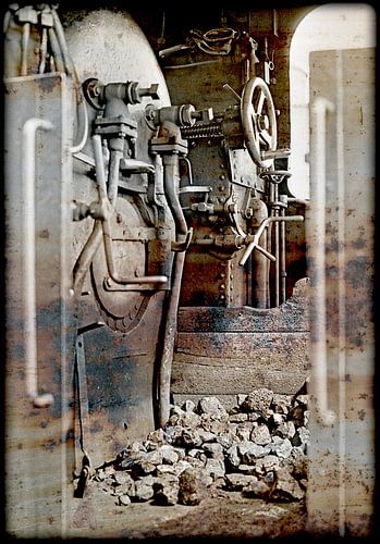 driving cab of an  old steam cog locomotive