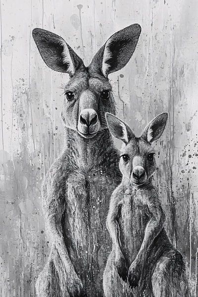 Portrait of kangaroo and cub by Imperial Art House