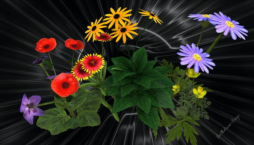 3d illustration. Flower kisses flowers. by Norbert Barthelmess