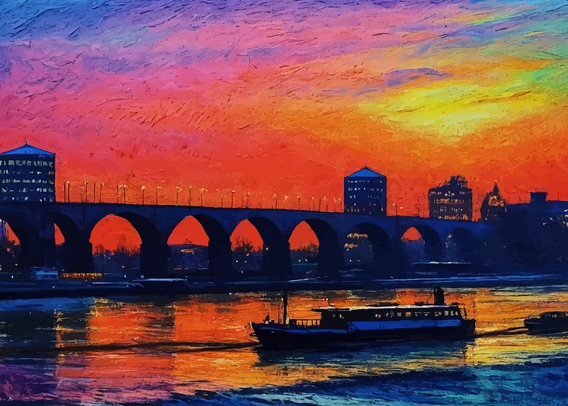 Les rives du Rhin à Düsseldorf avant le lever du soleil par MIROKKU