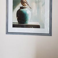 Customer photo: Sparrow on Turquoise Vase by Color Square, as poster
