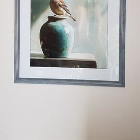 Klantfoto: Mus op Turquoise Vaas van Color Square, als fotoprint