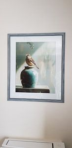 Sparrow on Turquoise Vase