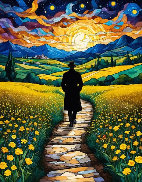 Homme marchant dans un beau jardin 2 par MIROKKU