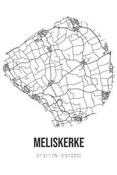 Meliskerke (Zeeland) | Map | Black and white by Rezona